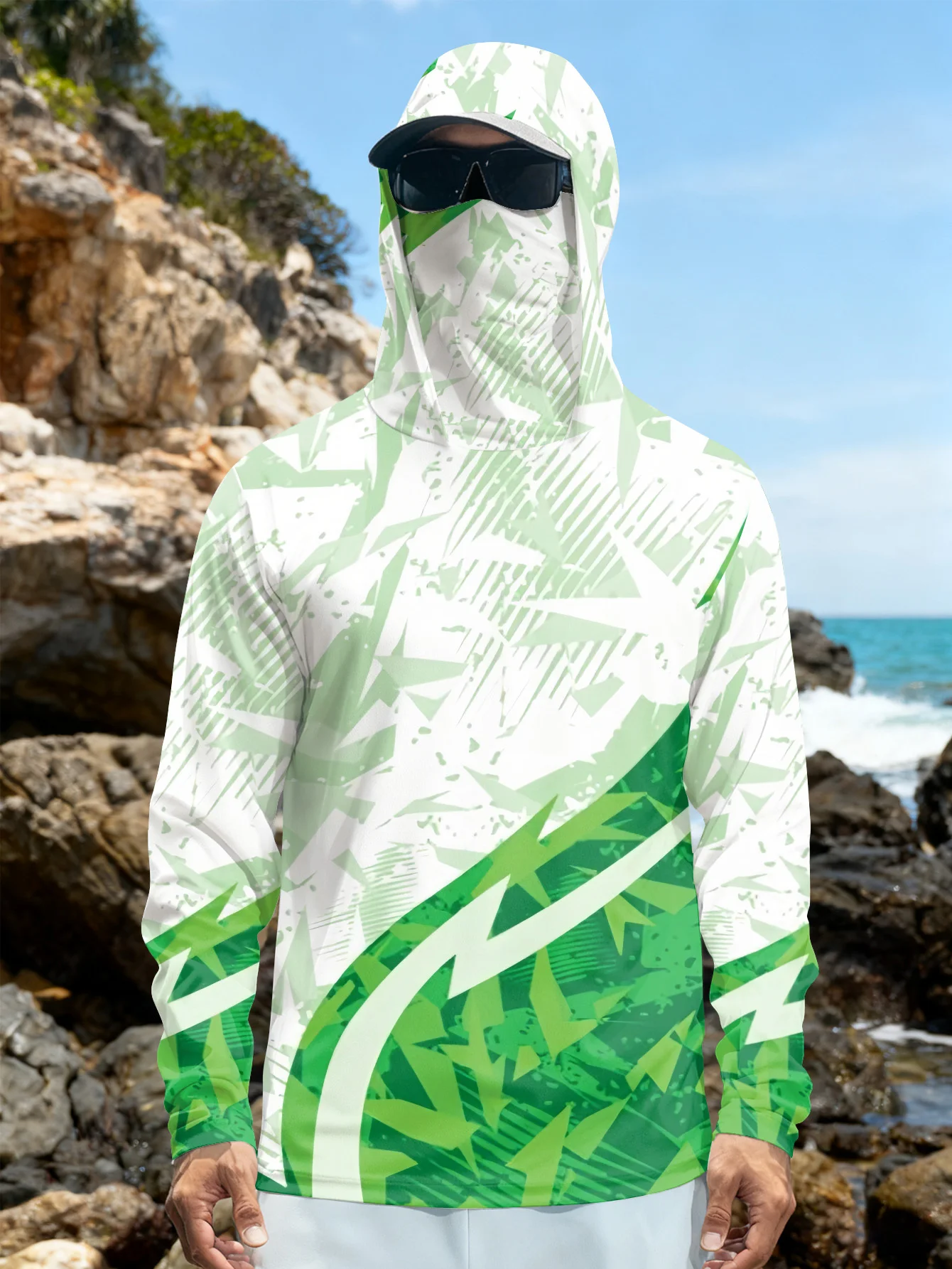 Fishing Mask Sun Protection - Kemeja Pancing Pria dengan Tudung, Perlindungan