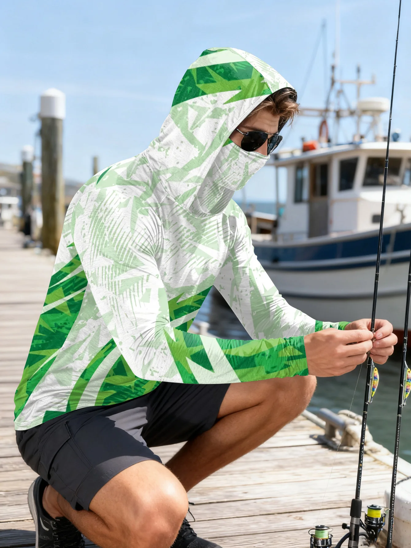 Kemeja Pancing Pria dengan Tud - Fishing Mask Sun Protection ulasan dan harga