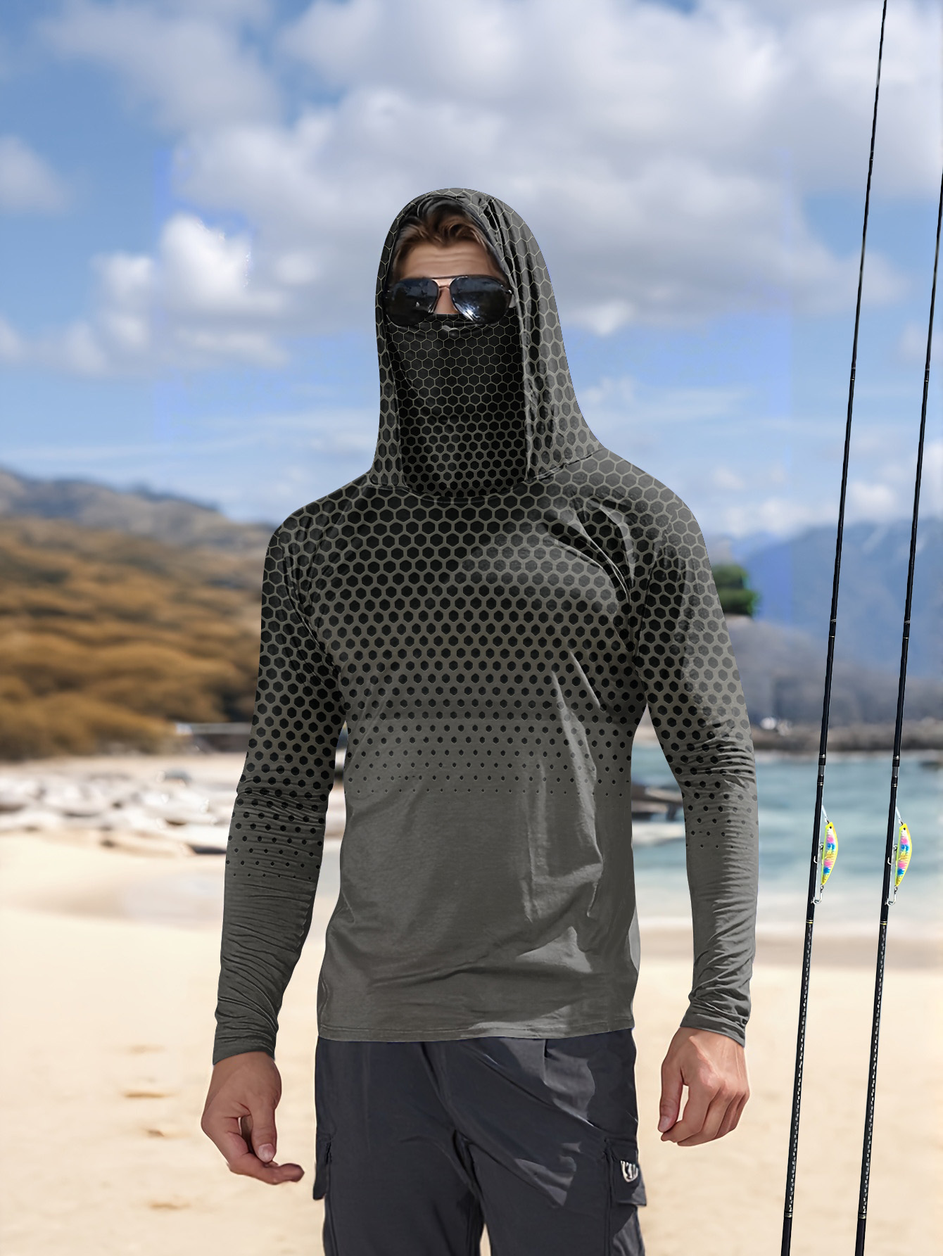 Hoodie Memancing Pria Musim Pa - Fishing Mask Sun Protection ulasan dan harga